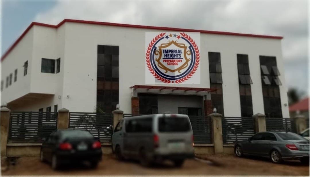 The school crest mounted above the main entrance