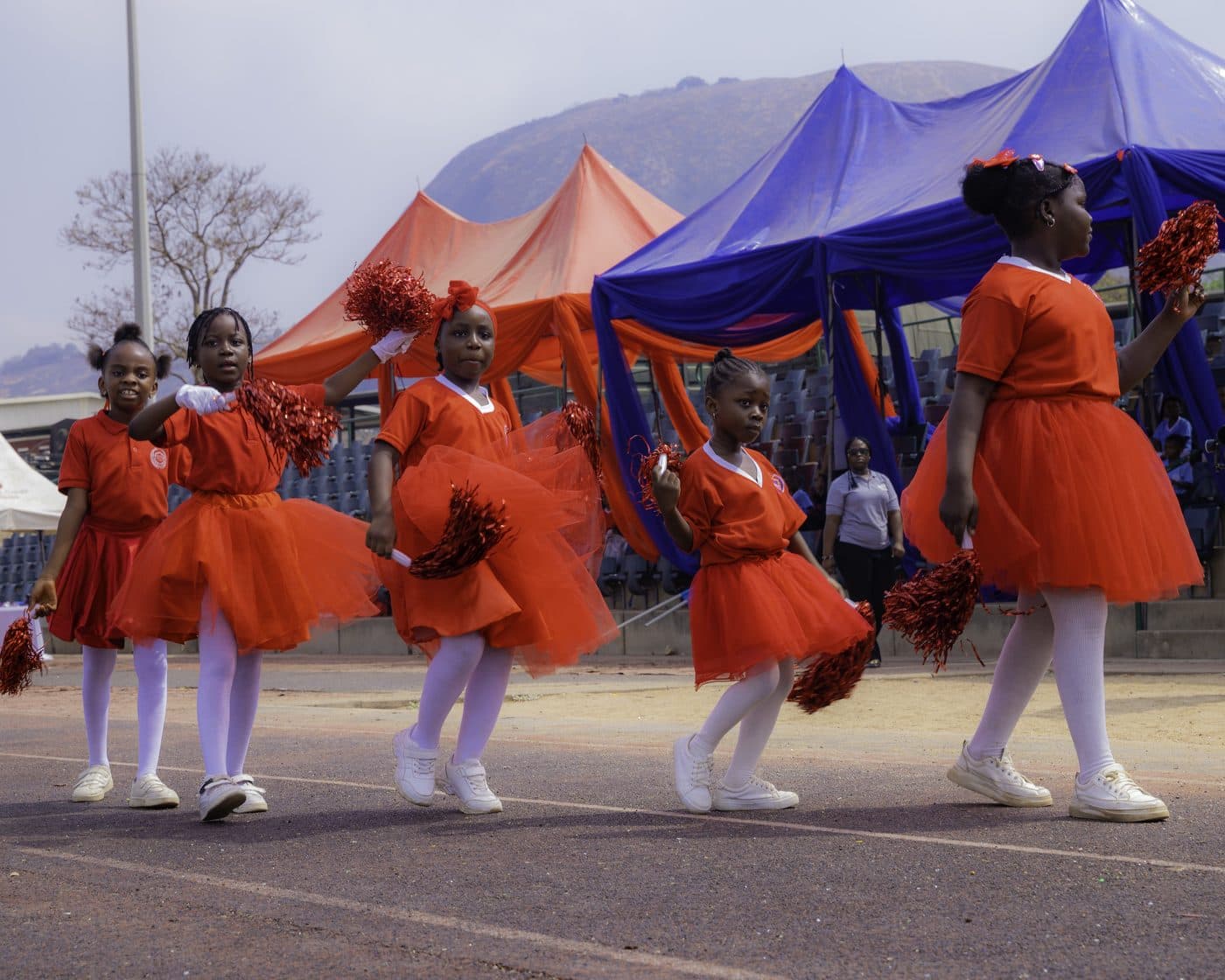 A house display team performing at inter-house sports day