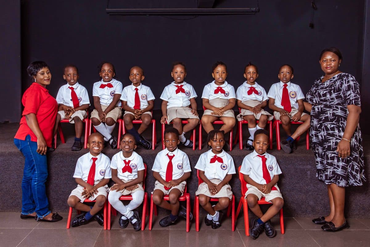 Class photograph with their teacher