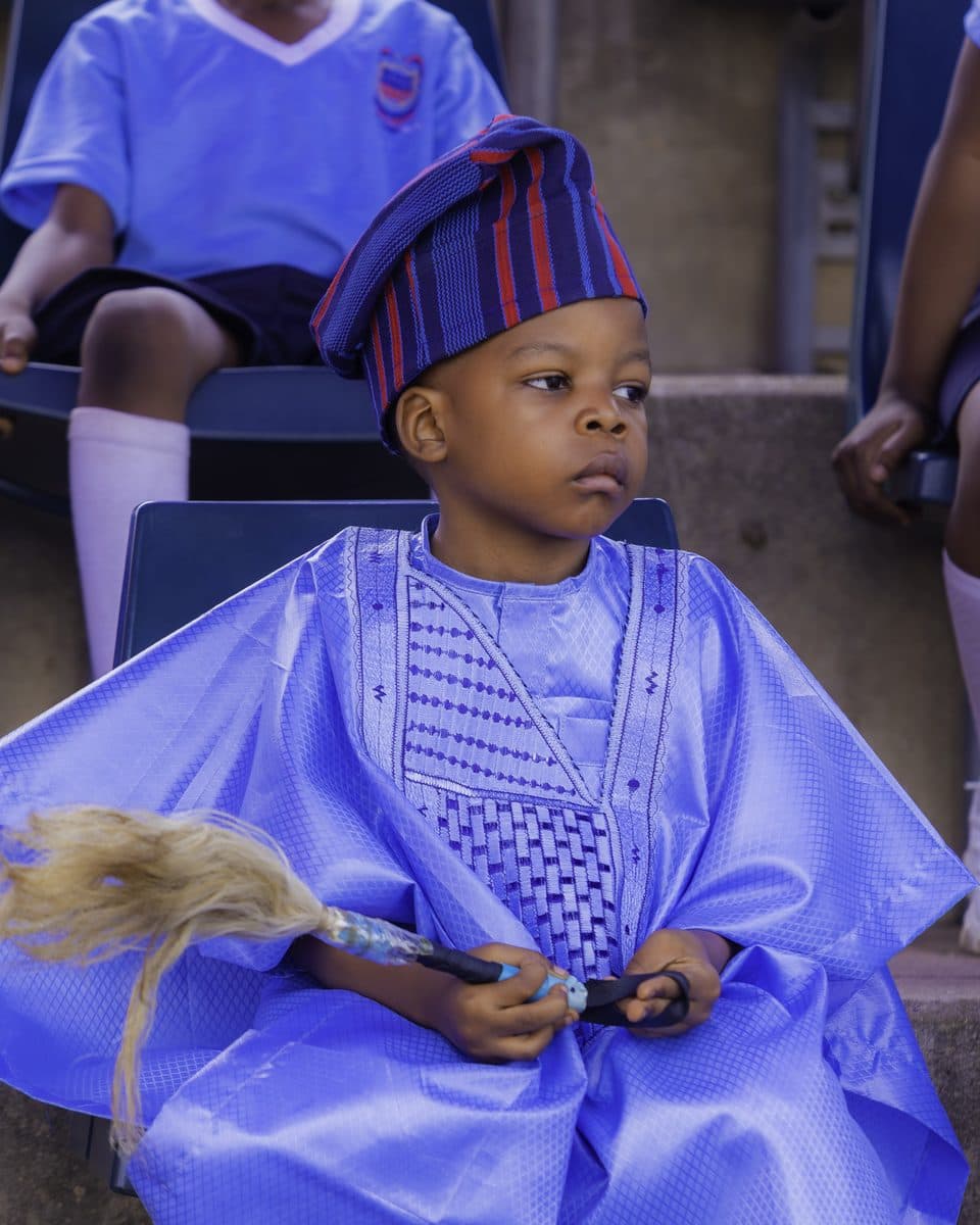 A pupil in house colours at sports day