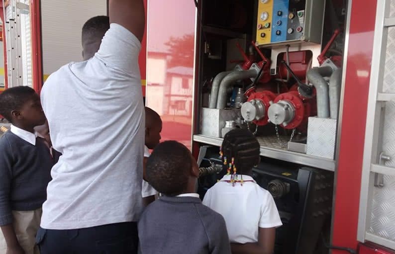 At the fire station on a class visit