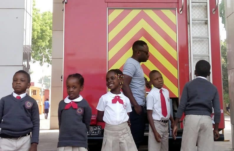 Lining up beside the fire engine