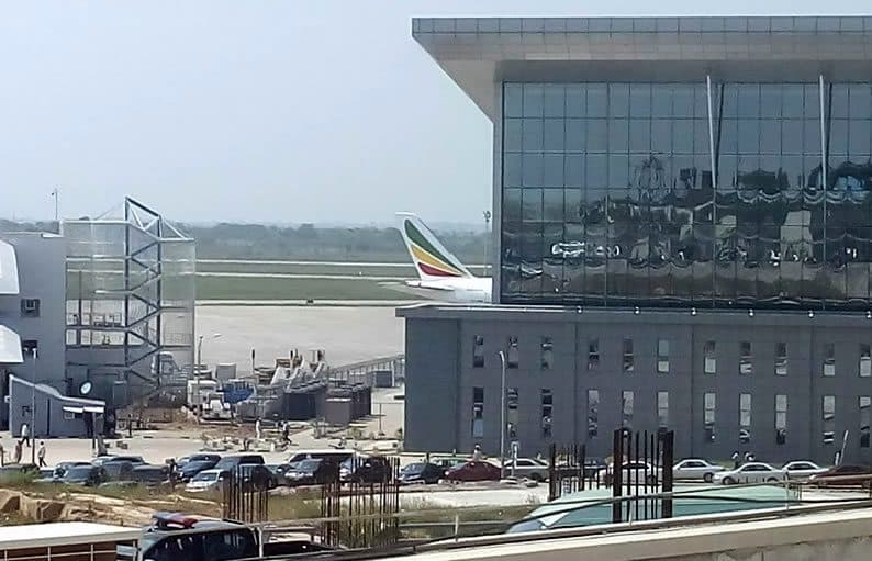 On the viewing deck at the airport