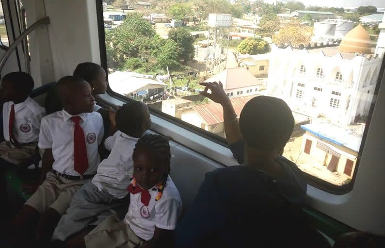 Watching the city go by from the train