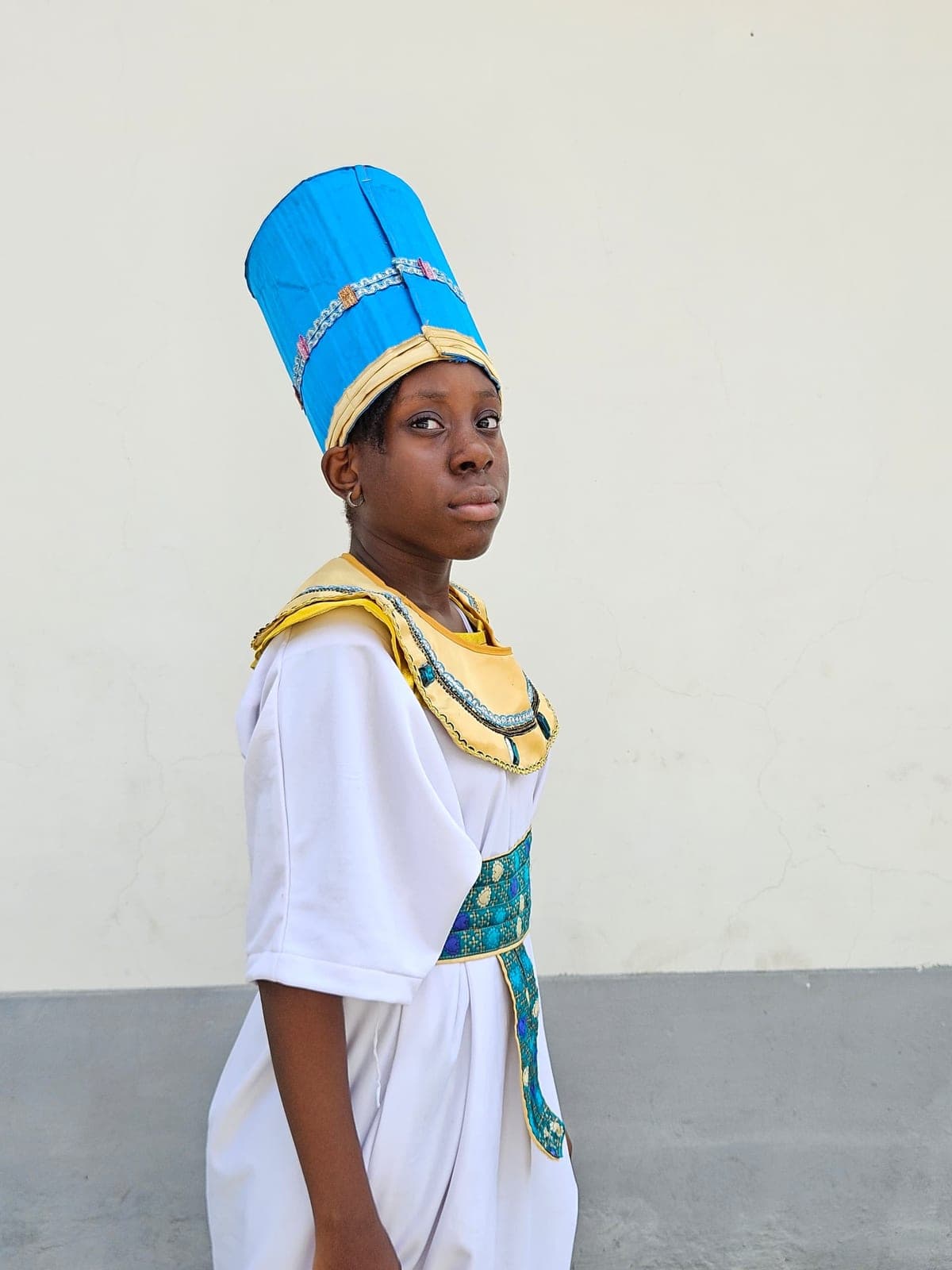 A pupil in full costume as an Egyptian queen for our history production